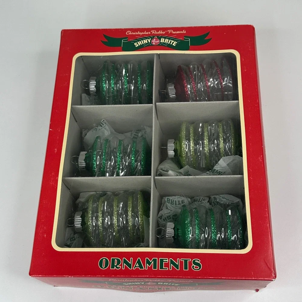 Shiny Brite Christopher Radko Set of 6 Vintage Lantern Glass Christmas Ornaments